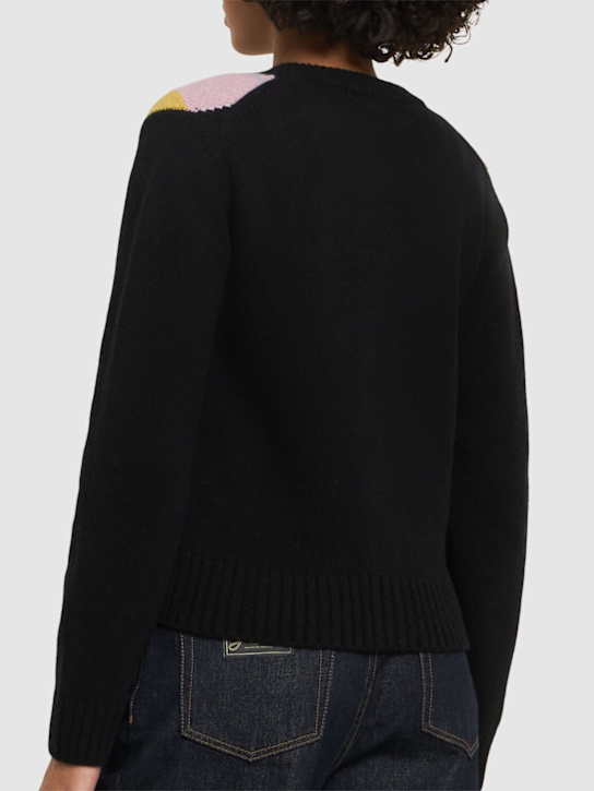 GANNI: Cardigan Harlequin in misto lana