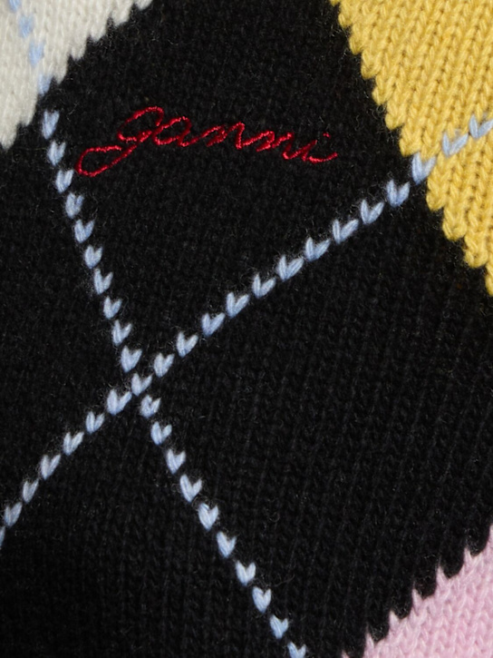 GANNI: Cardigan Harlequin in misto lana