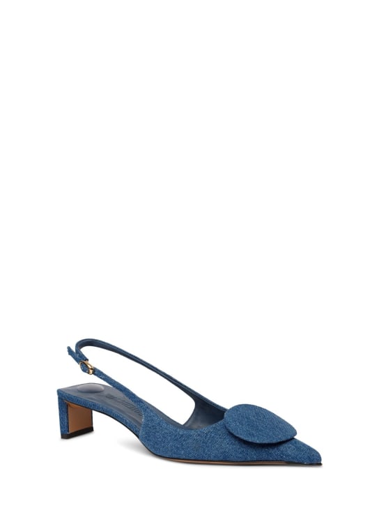 Jacquemus: 40mm Duelo B denim slingback heels