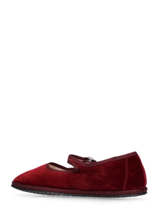 Vibi Venezia: Chaussures Mary Jane en velours Bordeaux 10 mm