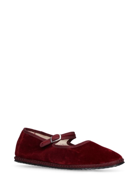 Vibi Venezia: Chaussures Mary Jane en velours Bordeaux 10 mm