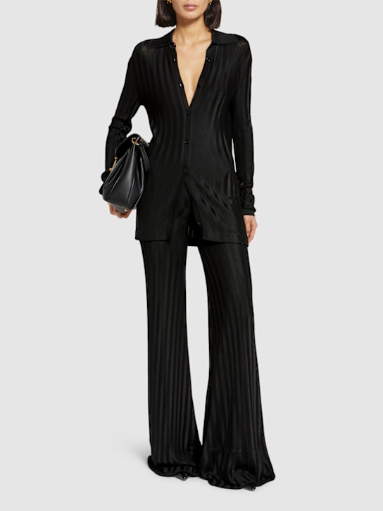 Tom Ford - Pantaloni svasati in viscosa spigata