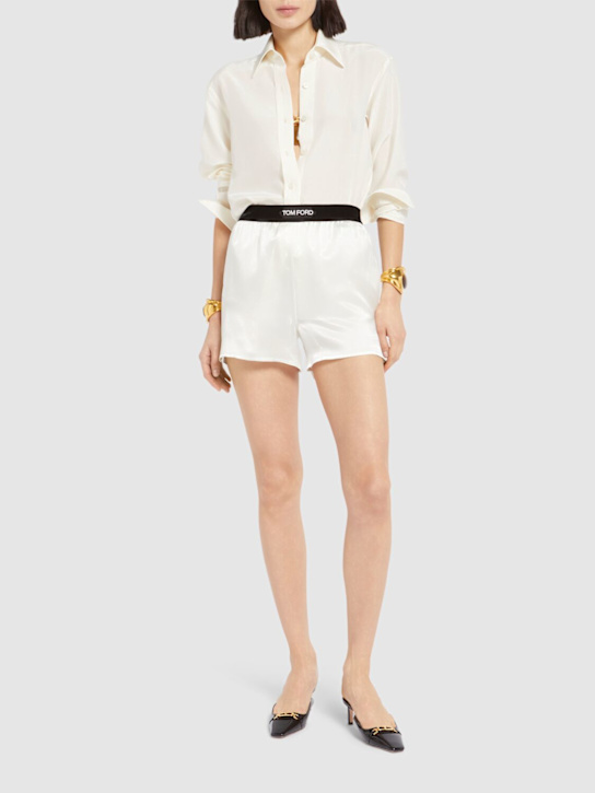Tom Ford - Shorts in raso di seta con logo