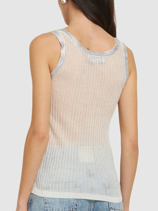 Blumarine: Tank top in maglia con scollo decorato