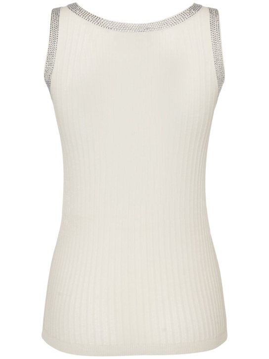 Blumarine: Tank top in maglia con scollo decorato