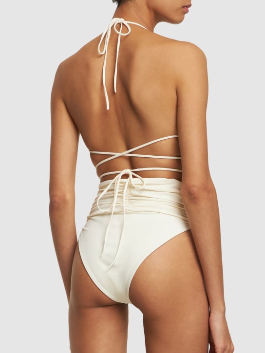 Magda Butrym: BIKINISLIP MIT HOHEM BUND UND BLUMENMUSTER