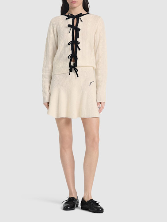 GANNI: Minifalda de mezcla de cashmere