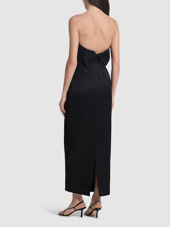 POSSE: Vestido midi de satén sin tirantes