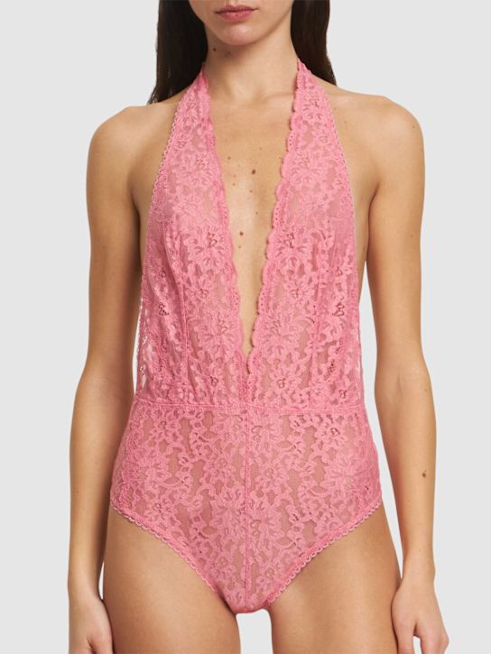 Fleur Du Mal - Charlotte halterneck lace teddy bodysuit