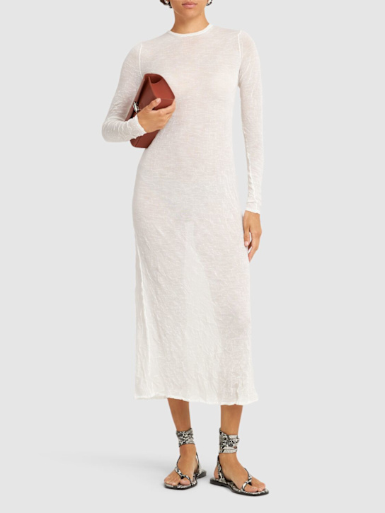 Auralee: Wrinkled wool knit maxi dress