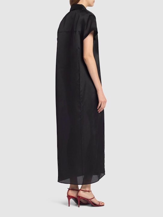 Khaite: Vestido largo de organza de seda