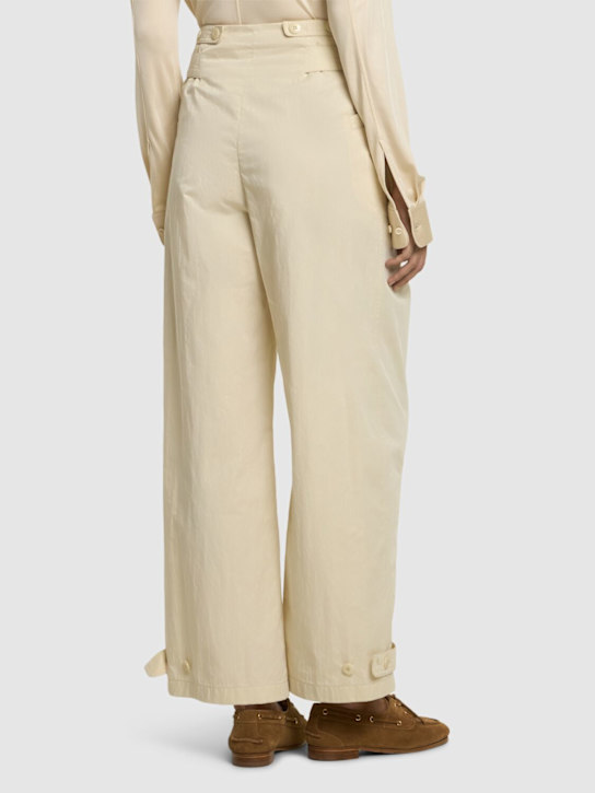 LOW CLASSIC: Double belt cotton blend pants