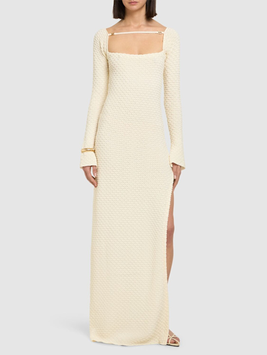 Casablanca - Robe longue en maille de coton mélangé texturé