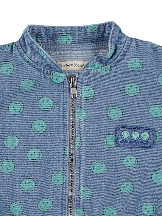 The New Society - Veste bomber en denim de coton imprimé