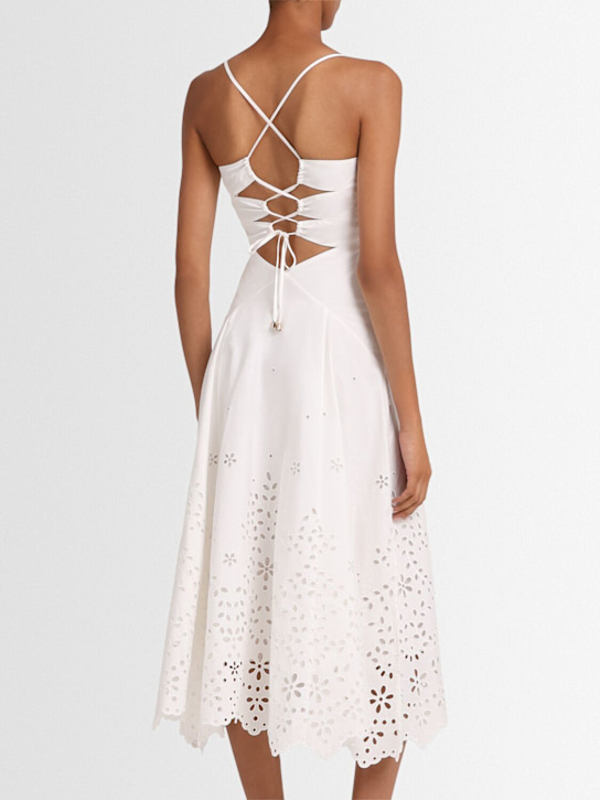 Self-portrait: Robe midi en coton brodé