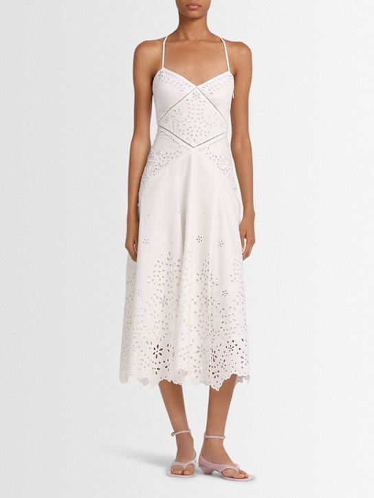 Self-portrait - Robe midi en coton brodé