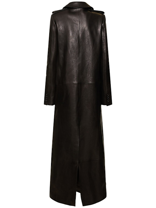 Khaite: Manteau long en cuir Mallory