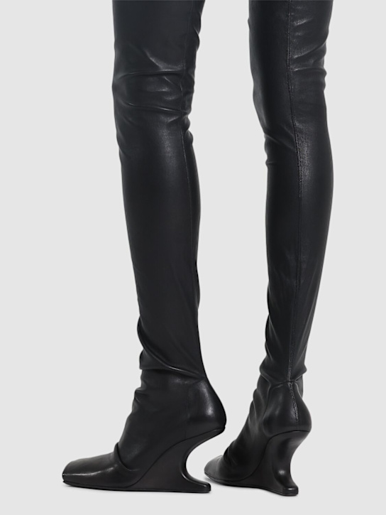 Rick Owens: 80mm hohe Sockenlederstiefel „Cantilever“