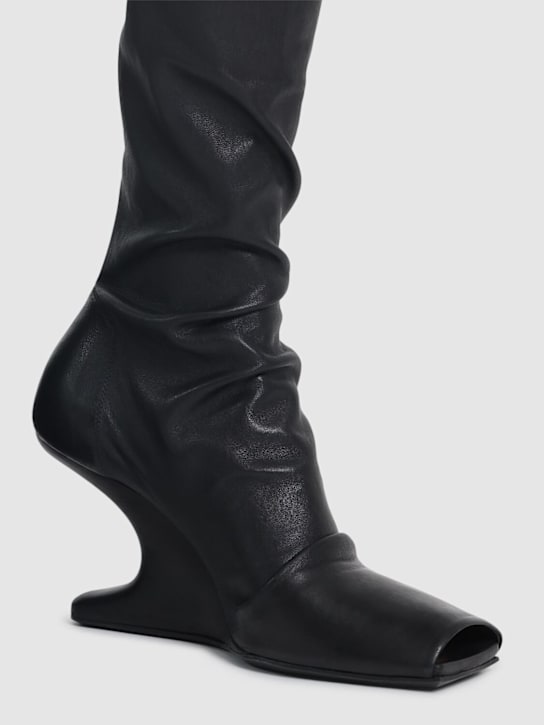 Rick Owens: 80mm hohe Sockenlederstiefel „Cantilever“