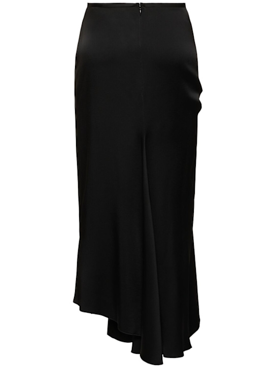 Victoria Beckham: Jupe midi en satin drapé à plis