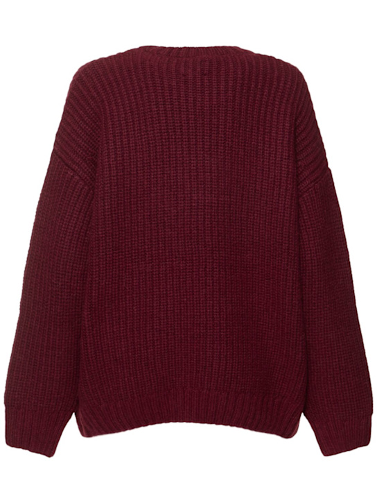 ANINE BING: Sydney logo wool blend rib knit sweater