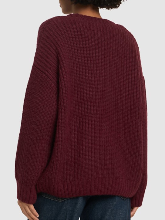 ANINE BING: Sydney logo wool blend rib knit sweater