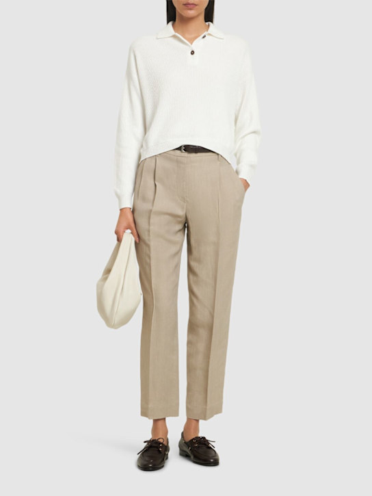 Brunello Cucinelli: Fluid linen blend twill cropped pants