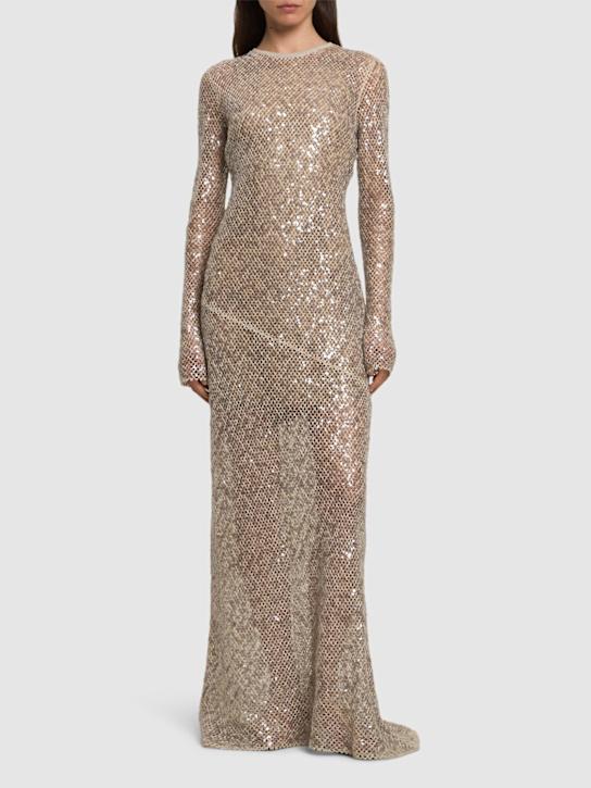Brunello Cucinelli - Sequined open back long dress