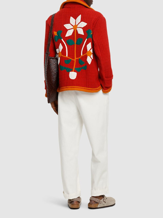 Harago: Floral appliqué cotton jacket