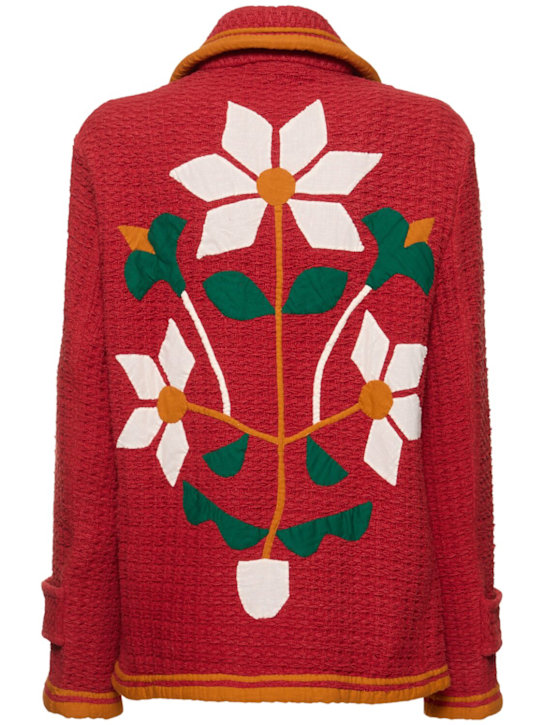 Harago: Floral appliqué cotton jacket