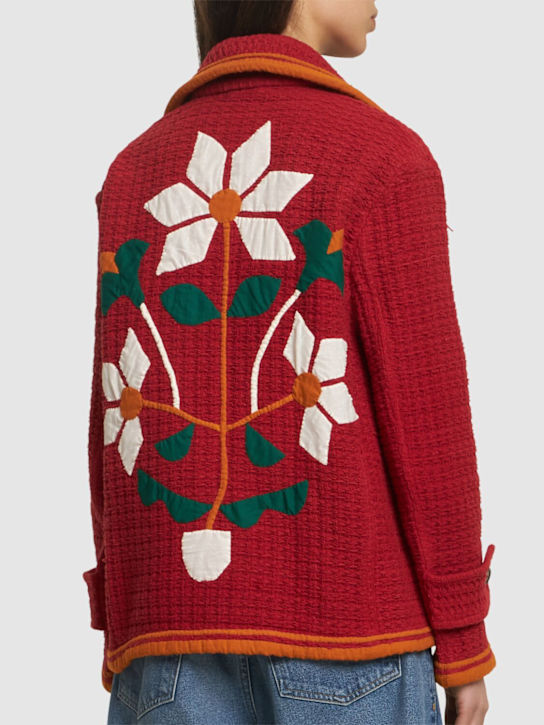 Harago: Floral appliqué cotton jacket