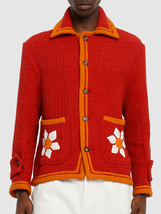 Harago: Floral appliqué cotton jacket