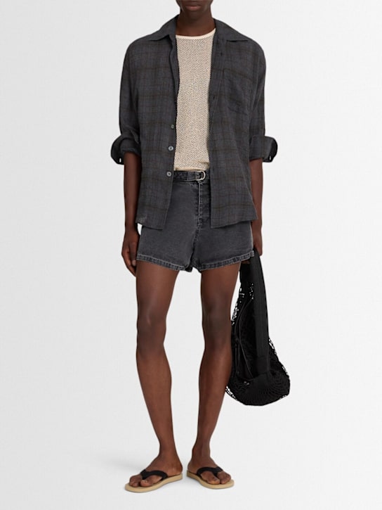 Our Legacy: Shorts aus Baumwolle und Leinen „Oyster“
