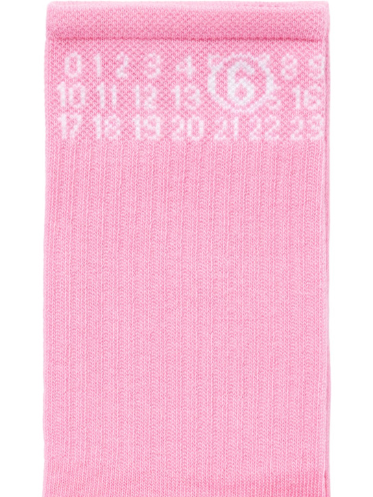 MM6 Maison Margiela: Chaussettes en coton mélangé jacquard à logo