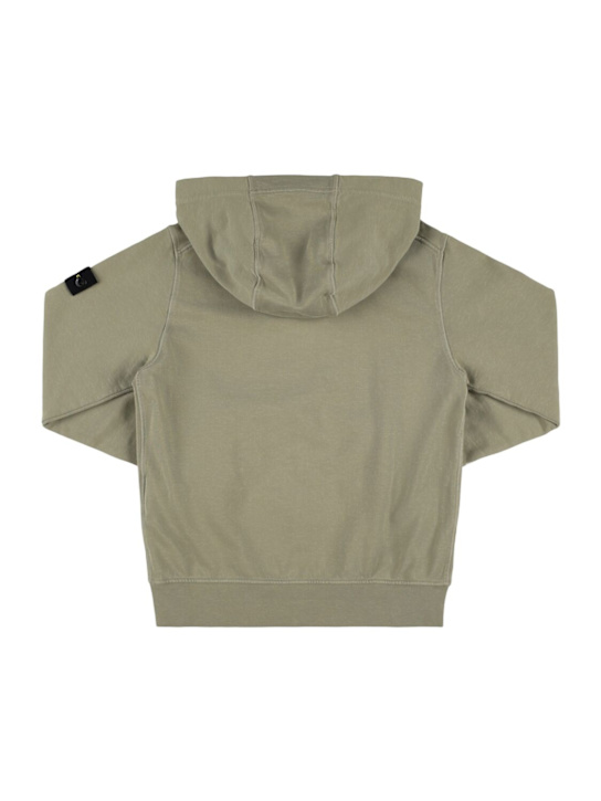 Stone Island Junior: Sweat zippé en jersey de coton à capuche