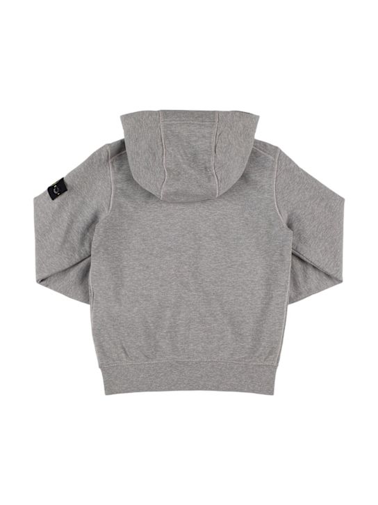 Stone Island Junior: Sweat zippé en jersey de coton à capuche