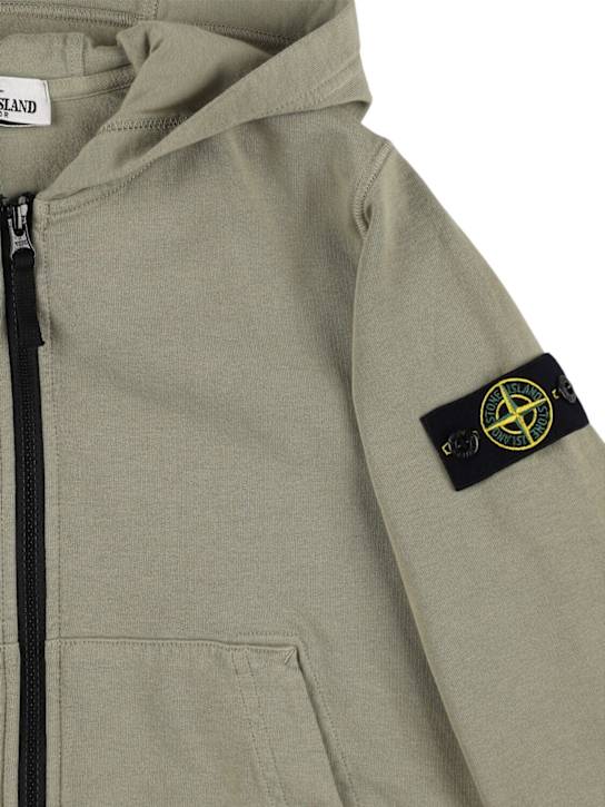 Stone Island Junior - Sweat zippé en jersey de coton à capuche