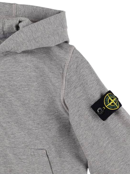 Stone Island Junior - Sweat zippé en jersey de coton à capuche