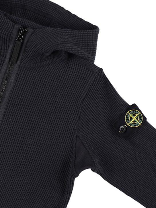 Stone Island Junior - Sweat à capuche zippé en coton