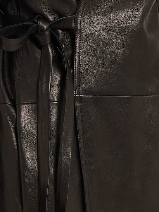 Rick Owens: Mantel Aus Leder mit Gürtel