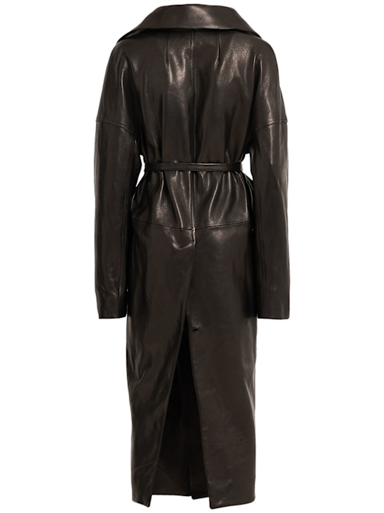 Rick Owens: Mantel Aus Leder mit Gürtel