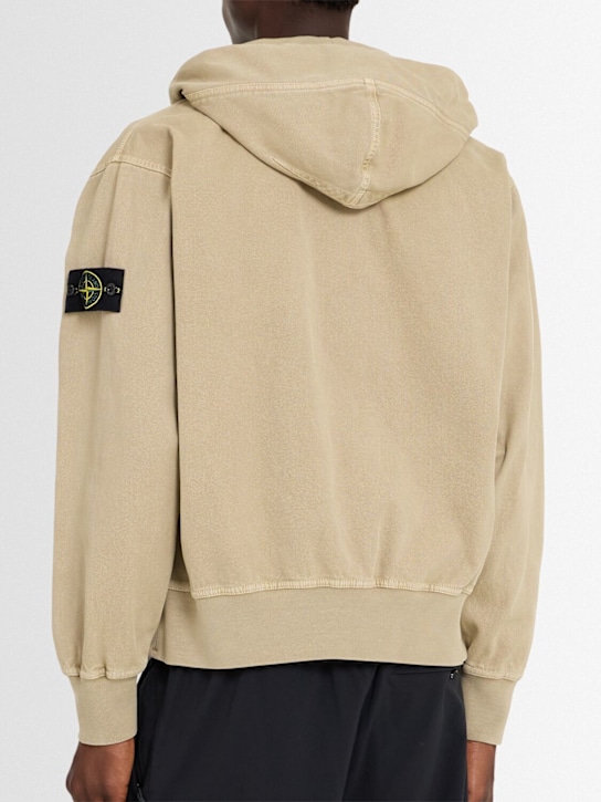Stone Island: Vintage effect cotton sweatshirt hoodie