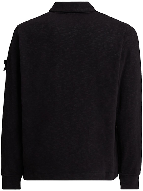 Stone Island: Polo épais en jersey de coton L/s