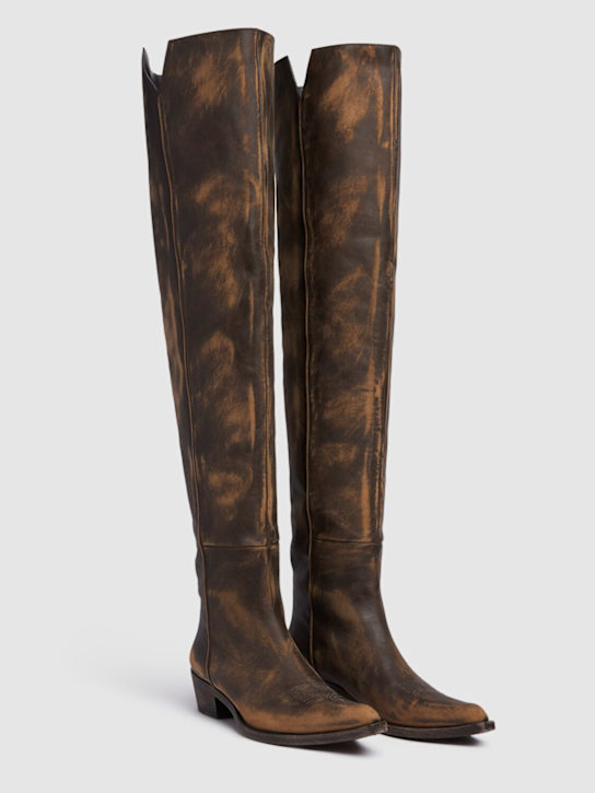 Khaite: 35mm hohe Overknee-Stiefel aus Leder „Clive“