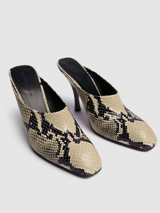 Khaite: Mules de piel con estampado pitón 100mm