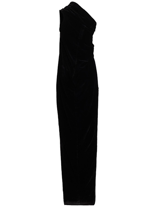 Rick Owens: Robe longue drapée en velours Athena