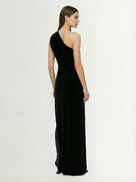 Rick Owens: Robe longue drapée en velours Athena