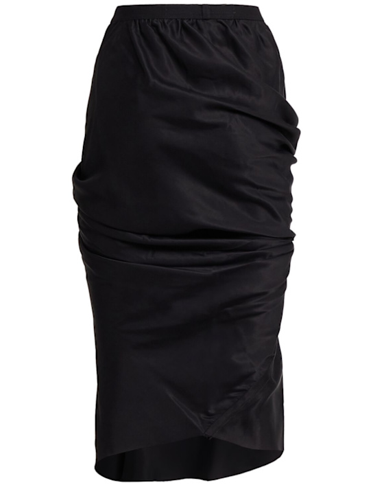 Rick Owens: Jupe midi drapée en cupro Seb lavé
