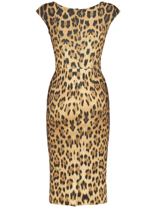 Roberto Cavalli: Vestito midi in scuba jersey stampato