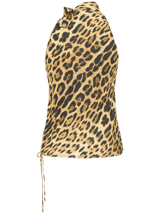 Roberto Cavalli: Top in viscosa stampa leopardata